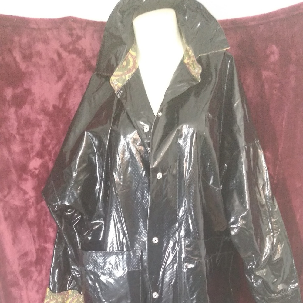 Sliverleaf black faux snake print raincoat